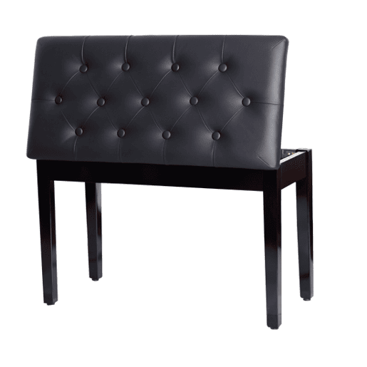 HOMCOM Banco de Piano Banco para Piano com Espaço de Armazenamento Assento de Couro Sintético Acolchoado Carga Máxima 200kg 76x36x50cm Preto