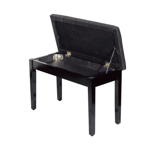HOMCOM Banco de Piano Banco para Piano com Espaço de Armazenamento Assento de Couro Sintético Acolchoado Carga Máxima 200kg 76x36x50cm Preto