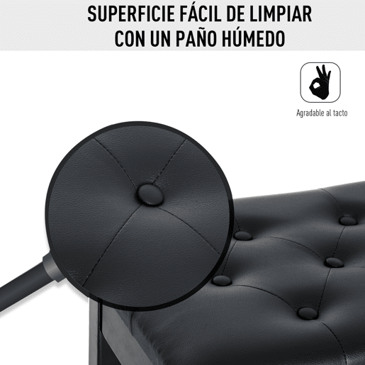 HOMCOM Banco de Piano Banco para Piano com Espaço de Armazenamento Assento de Couro Sintético Acolchoado Carga Máxima 200kg 76x36x50cm Preto