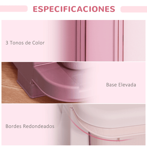 HOMCOM Organizador de Brinquedos para Crianças acima de 3 Anos com 3 Gavetas Arrumação para Brinquedos Roupas Livros 37x37x56,5 cm Rosa