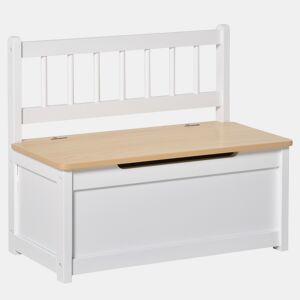 HOMCOM Baú de Brinquedos para crianças acima de 2 anos Banco de Armazenamento Infantil de Madeira de Pinho com Tampa de Amortecimento e Encosto Alto para Sala de Jogos Habitação 60x30x50cm Banco