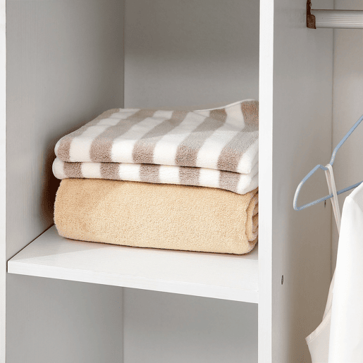 HOMCOM Roupeiro de Madeira Móvel Armário Roupeiro Aberto com Barra para Pendurar e 3 Prateleiras Organizadoras para Dormitório 80x40x128cm Branco