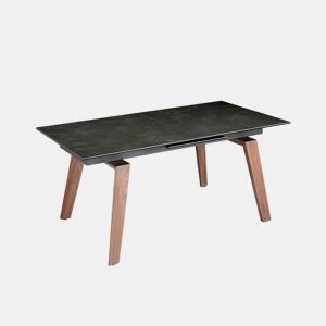 ANGEL CERDA Mesa de jantar extensível retangular mármore porcelânico e nogueira
