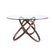 ANGEL CERDA Mesa comedor redonda cristal templado y nogal 140x140 ANGEL CERDA Mesa comedor redonda cristal templado y nogal 140x140 Nogal