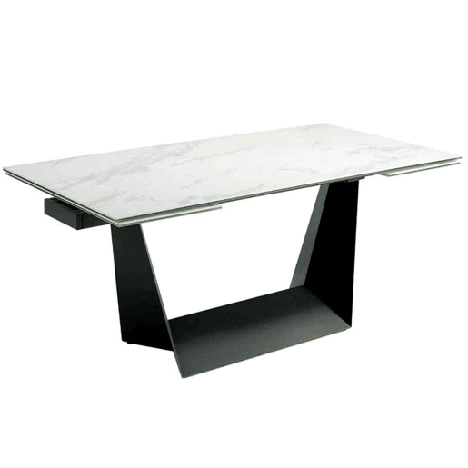 ANGEL CERDA Mesa de jantar extensível retangular mármore porcelânico e aço preto