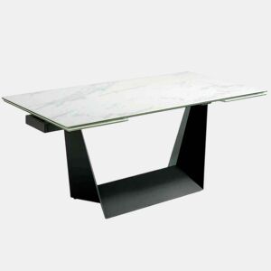 ANGEL CERDA Mesa de jantar extensível retangular mármore porcelânico e aço preto
