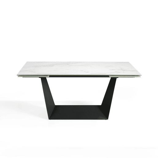 ANGEL CERDA Mesa de jantar extensível retangular mármore porcelânico e aço preto
