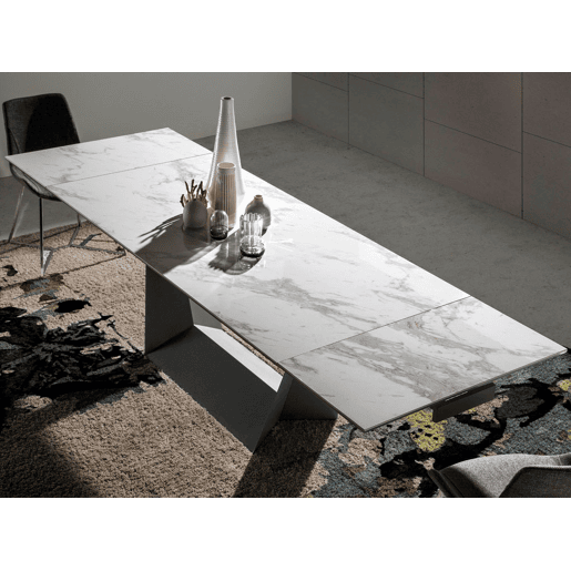 ANGEL CERDA Mesa de jantar extensível retangular mármore porcelânico e aço preto