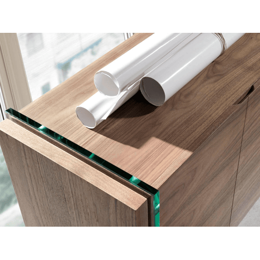 ANGEL CERDA Aparador nogueira e vidro