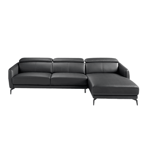 ANGEL CERDA Sofá chaise longue couro de vaca preto 94x283x174