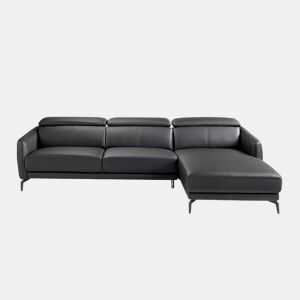 ANGEL CERDA Sofá chaise longue couro de vaca preto 94x283x174