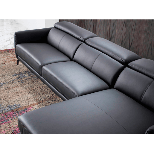 ANGEL CERDA Sofá chaise longue couro de vaca preto 94x283x174