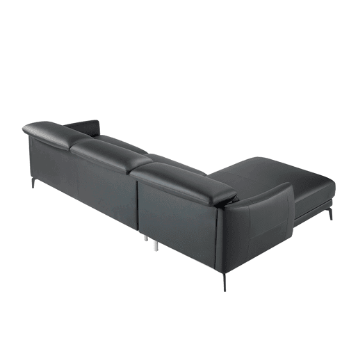 ANGEL CERDA Sofá chaise longue em pele de vaca preto 94x283x174 cm