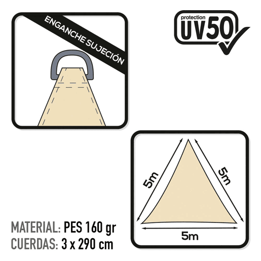 Toldo de sombra triangular aktive garden amarelo claro Toldo de sombra triangular aktive garden amarelo claro