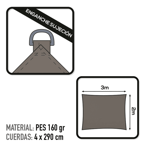 Toldo de sombra rectangular Aktive Garden cinzento antracite Toldo de sombra rectangular Aktive Garden cinzento antracite
