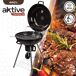 Barbacoa de carbón portátil redonda con tapa Aktive Barbacoa de carbón portátil redonda con tapa Aktive Negro