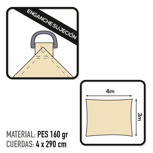 Toldo vela de sombra retangular aktive garden amarelo claro