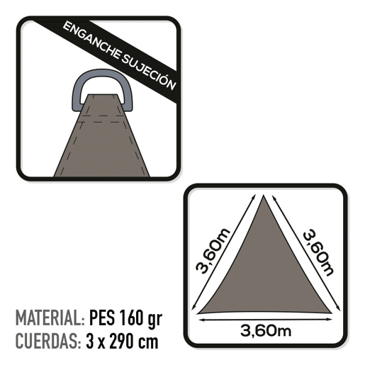 Toldo de vela de sombra triangular Aktive Garden cinzento antracite