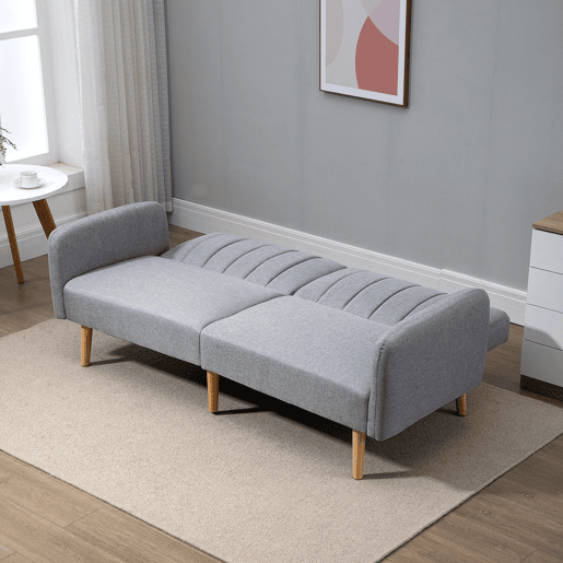 HOMCOM Sofá Cama de 2 Lugares com Encosto Ajustável em 3 Posições Apoio para os Braços Desmontável e Pés de Madeira Sofá Duplo Moderno para Sala de Estar Escritório 173x75x73cm Cinza