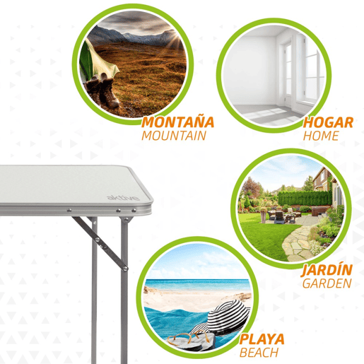 Mesa dobrável para campismo Aktive branco