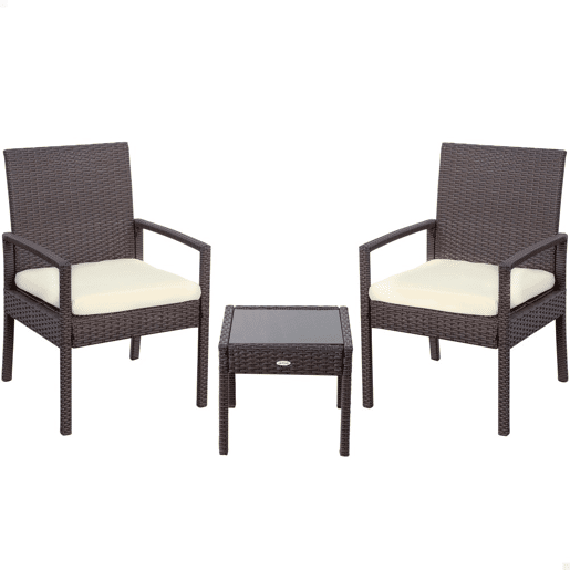 Conjunto de móveis de terraço com poltronas e mesa de vime Aktive Conjunto de móveis de terraço com poltronas e mesa de vime Aktive