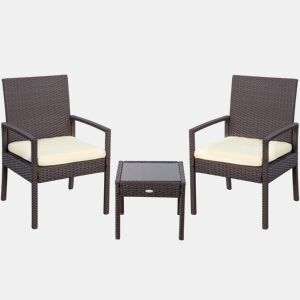 Conjunto de móveis de terraço com poltronas e mesa de vime Aktive