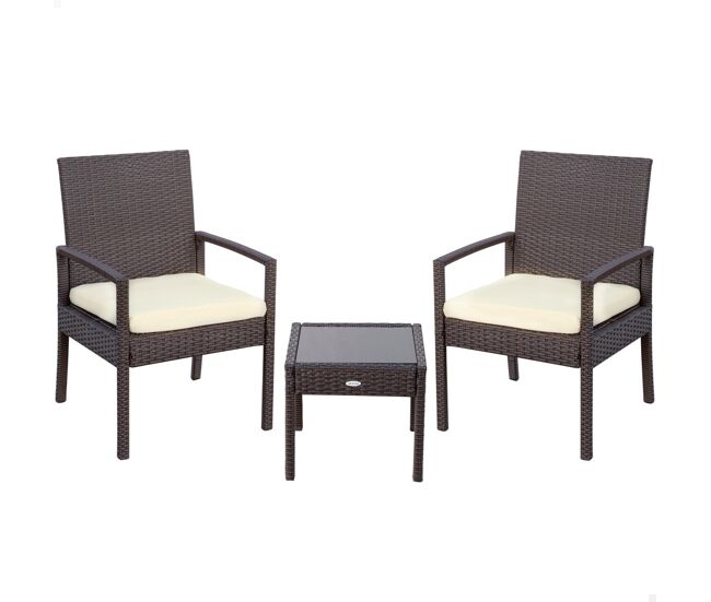 Conjunto muebles terraza con sillones y mesita ratán aktive