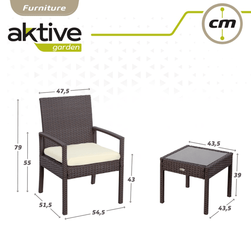 Conjunto de móveis de terraço com poltronas e mesa de vime Aktive Conjunto de móveis de terraço com poltronas e mesa de vime Aktive