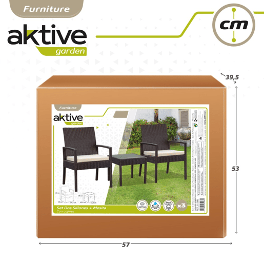 Conjunto de móveis de terraço com poltronas e mesa de vime Aktive Conjunto de móveis de terraço com poltronas e mesa de vime Aktive
