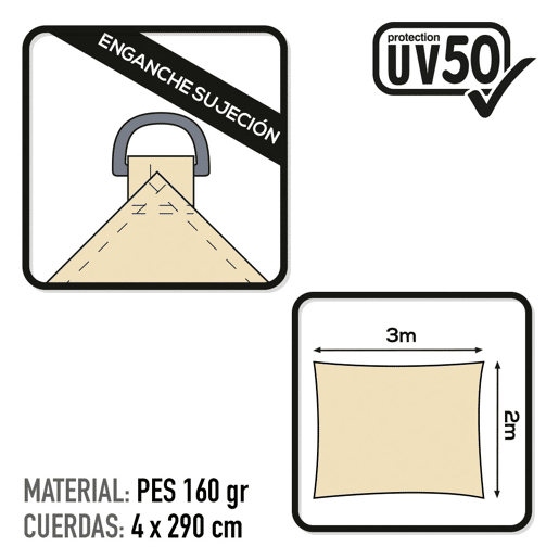 Toldo de sombra retangular aktive garden uv50 amarelo claro