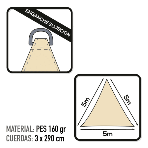 Toldo de sombra triangular aktive garden amarelo creme