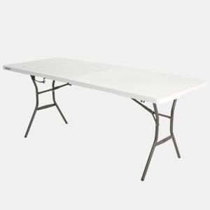 Mesa retangular dobrável efeito granito branco Lifetime 185x76x74 cm