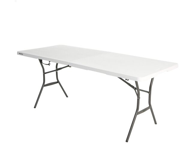 Mesa rectangular plegable blanco efecto granito lifetime 185x76x74 cm