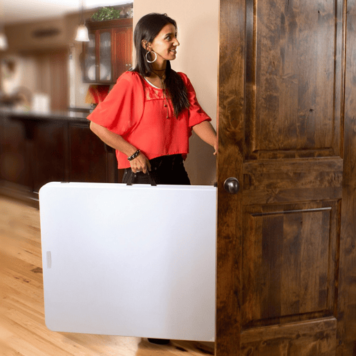 Mesa retangular dobrável efeito granito branco Lifetime 185x76x74 cm