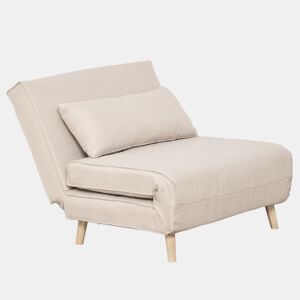 HOMCOM Sofá-Cama Individual 3 em 1, Poltrona-Cama Dobrável com Encosto Ajustável em 6 Posições, Assento Largo, Almofada Acolchoada, Pernas de Madeira, Suporta 120 kg, 94x78x80 cm, Creme