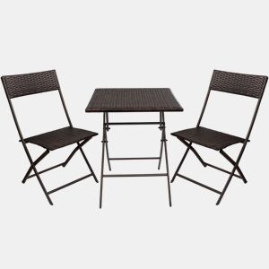 Conjunto de mesa e cadeiras de terraço dobrável de vime Aktive