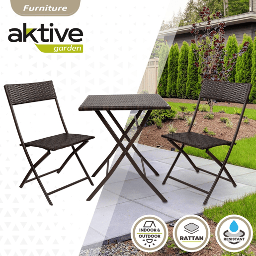 Conjunto de mesa e cadeiras de terraço dobrável de vime Aktive
