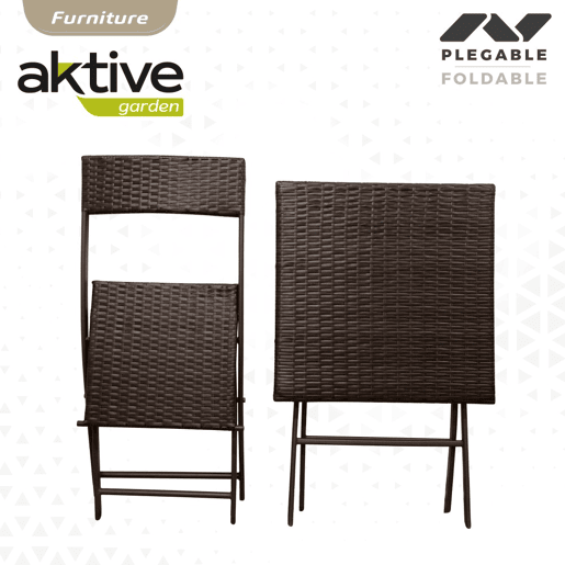 Conjunto de mesa e cadeiras de terraço dobrável de vime Aktive