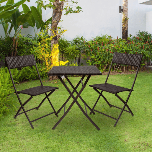 Conjunto de mesa e cadeiras de terraço dobrável de vime Aktive