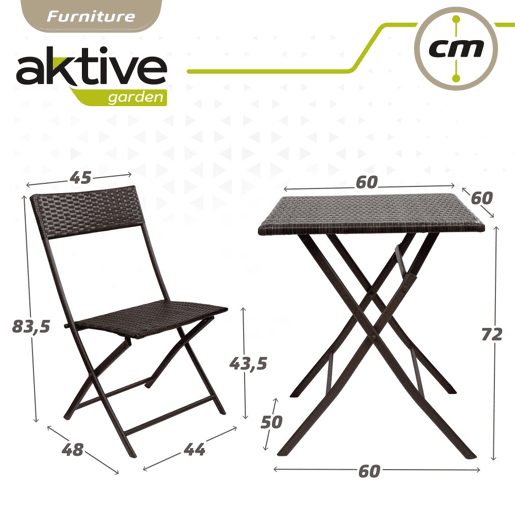 Conjunto de mesa e cadeiras de terraço dobrável de vime Aktive
