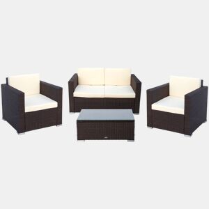 Conjunto de poltronas de vime, sofá e mesa de café para terraço Aktive