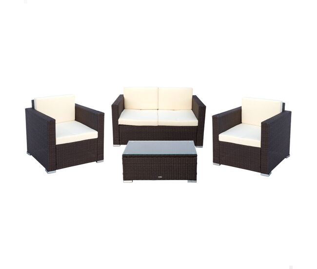 Conjunto muebles terraza sillones, sofá y mesita ratán aktive