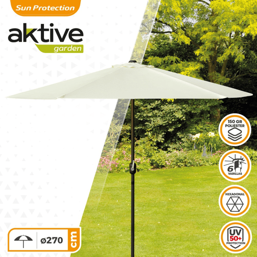 Guarda-chuva para terraço e jardim Ø270 cm com proteção UV50 Aktive