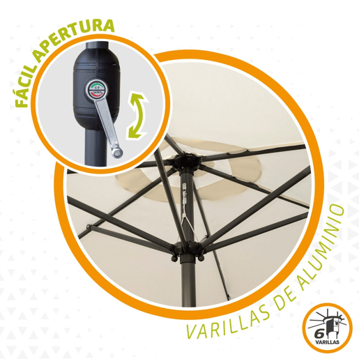 Guarda-chuva para terraço e jardim Ø270 cm com proteção UV50 Aktive