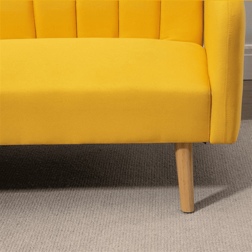 HOMCOM Sofá Cama de 2 Lugares com Encosto Ajustável em 3 Posições Apoio para os Braços Desmontável e Pés de Madeira Sofá Duplo Moderno para Sala de Estar Escritório 173x75x73cm Amarelo