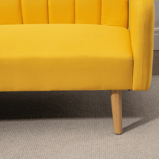 HOMCOM Sofá Cama de 2 Lugares com Encosto Ajustável em 3 Posições Apoio para os Braços Desmontável e Pés de Madeira Sofá Duplo Moderno para Sala de Estar Escritório 173x75x73cm Amarelo