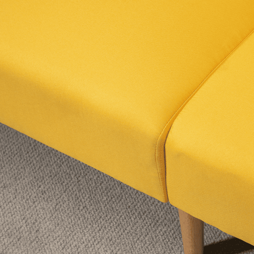 HOMCOM Sofá Cama de 2 Lugares com Encosto Ajustável em 3 Posições Apoio para os Braços Desmontável e Pés de Madeira Sofá Duplo Moderno para Sala de Estar Escritório 173x75x73cm Amarelo