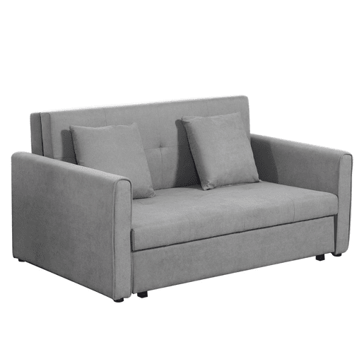 HOMCOM Sofá Cama de 2 Lugares Estofado em Algodão com 2 Almofadas Apoio para os Braços e Armazenamento Sofá Duplo Moderno para Sala de Estar Escritório 152x101x81cm Cinza