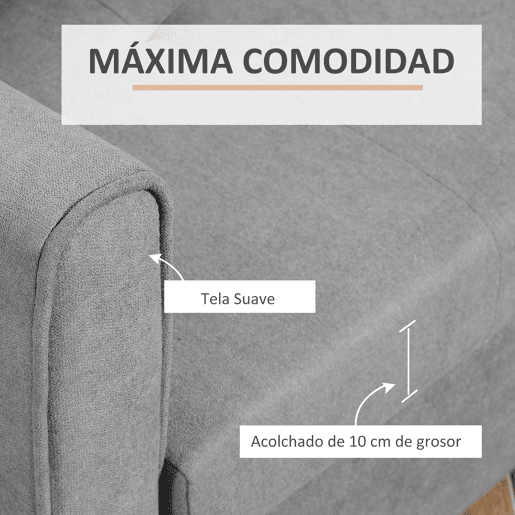 HOMCOM Sofá Cama de 2 Lugares Estofado em Algodão com 2 Almofadas Apoio para os Braços e Armazenamento Sofá Duplo Moderno para Sala de Estar Escritório 152x101x81cm Cinza