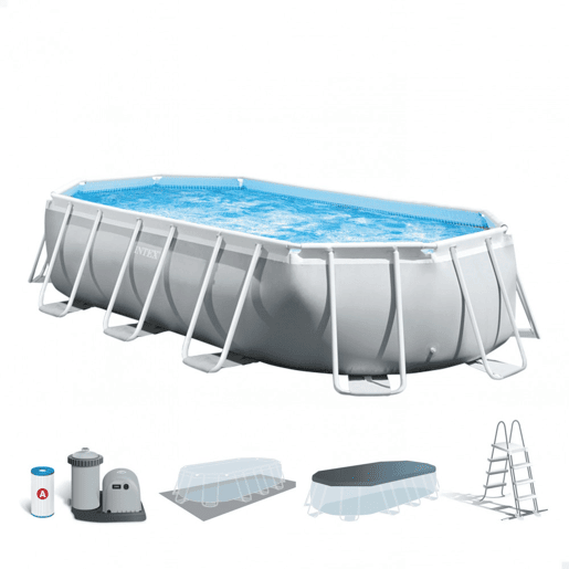 Piscina oval amovível com estrutura prismática intex 503x274x122 cm com purificador